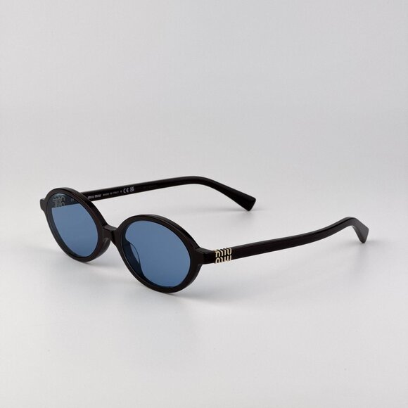 Miu Miu REGARD Women’s Oval Sunglasses – Moka Blue Model MU04ZS 22C60C AUTHENTIC main image 4